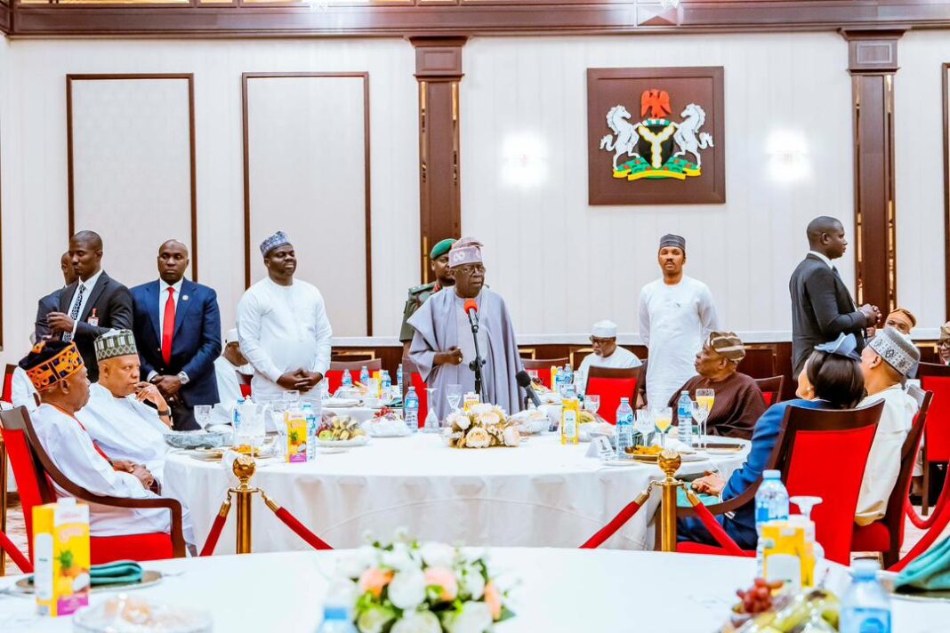 at the State House, where he hosted the leadership of the Nigerian media, comprising members of the Nigerian Press Organisation (NPO), Newspaper Proprietors Association of Nigeria (NPAN), Broadcasting Organisation of Nigeria (BON), Nigerian Guild of Editors, and Nigerian Union of Journalists, among others.