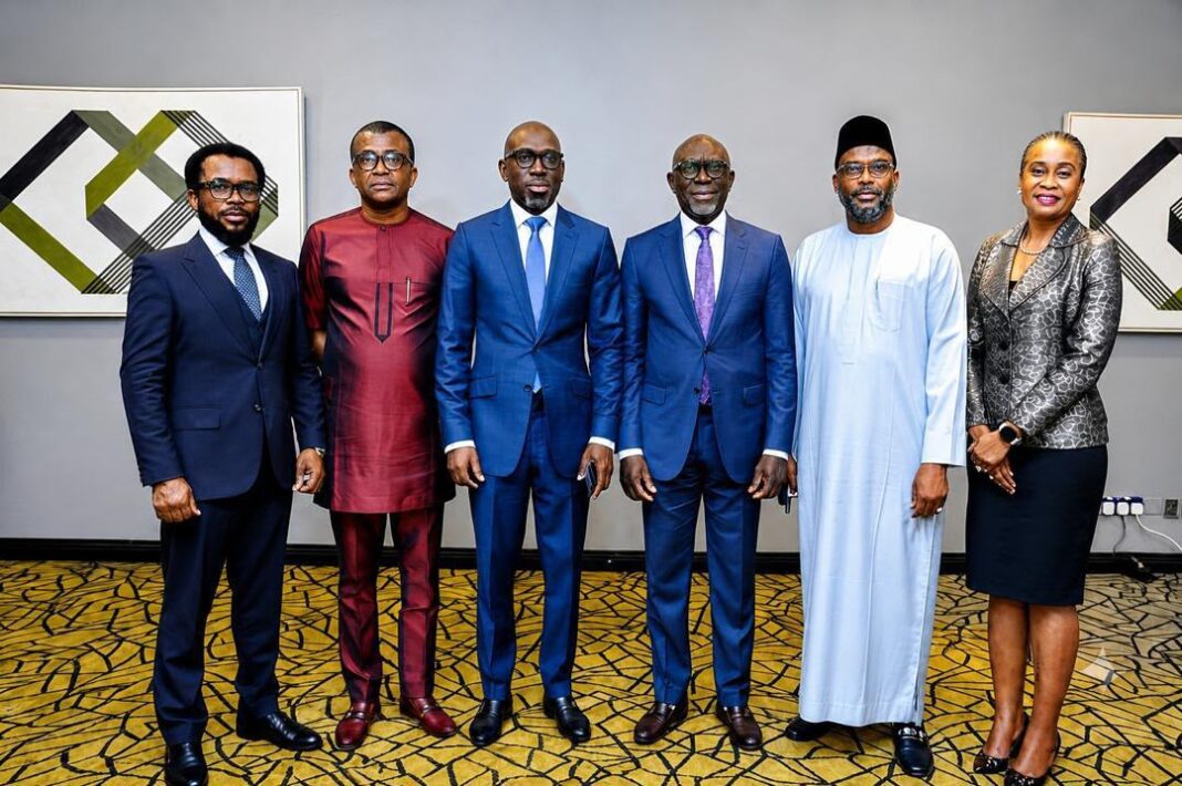 R-L: Company Secretary, Asset Management Corporation of Nigeria (AMCON), Mrs Oyinlola Adebayo; Executive Director, Asset Management Directorate, Dr Aminu Mukhtar Dan’amu; Managing Director/Chief Executive Officer, Mr Gbenga Alade; Executive Director, Resolution Directorate, Mr Adeshola Lamidi; Head, Legal Department, Mr Albert Nwanozie, and Head, Corporate Communications Department, Mr Jude Nwauzor at the AMCON Media Parley, which was held at Radisson Blu Hotel, Ikeja, Lagos at the weekend