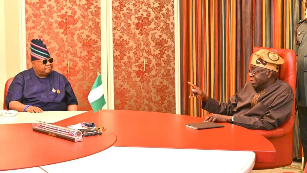 President Tinubu, right, and Governor Adeleke