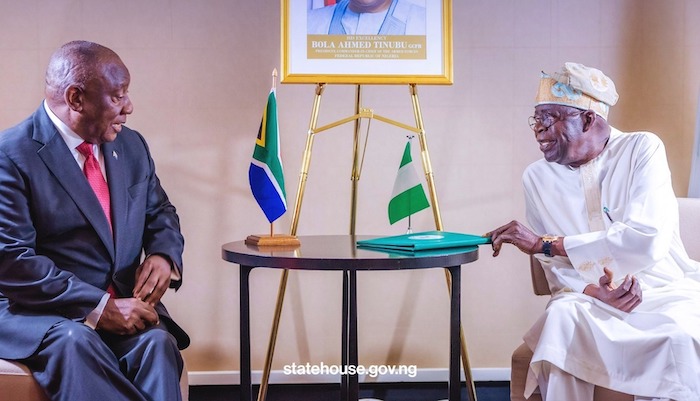 File photo: Presidents Bola Tinbu and Cyril Ramaphosa