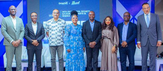Left to Right: Deputy Managing Director, eTransact International Plc, Hakeem Adeniji-Adele, Chief Technology Officer, First City Monument Bank, Blessing Ehize, Chief Executive Officer, Unicloud Africa, Dr. Krish Ranganath, Founder and CEO, Bridge57 Solutions Limited, Roseline Ilori, Founder and Editor-In-Chief, Techeconomy/GrowthX, Peter Oluka, Co-Founder and COO Cashwise Finance, Elsie Godwin, President, Nigeria Internet Registration Association (NIRA), Adeosola Akinsanya, CEO, Open Access Data Centre (OADC), Dr. Ayotunde Coker, at the GrowthX by Techeconomy conference recently held in Lagos