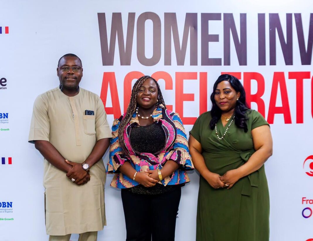 L-R: Sadiq Wada, Corporate Communications & Branding, Development Bank of Nigeria; Olapeju Ibekwe, CEO, Sterling One Foundation; Theresa Lawal, Head of Development & Strategic Alliances, Development Bank of Nigeria during the Women Investment Readiness Accelerator (WIRA) Demo Day in Lagos recently.