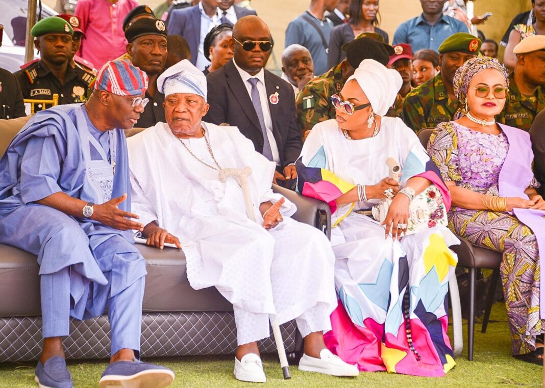 Governor of Lagos State, Mr. Babajide Sanwo-Olu; Philanthropist, Chief Adebutu Kessington; his wife, Kofoworola and Secretary to the State Government, Barr. ‘Bimbola Salu-Hundeyin during the ground breaking of the Lagos State Security Trust Fund, LSSTF Office complex, at CBD, Alausa, Ikeja, on Monday, December 22, 2025.
