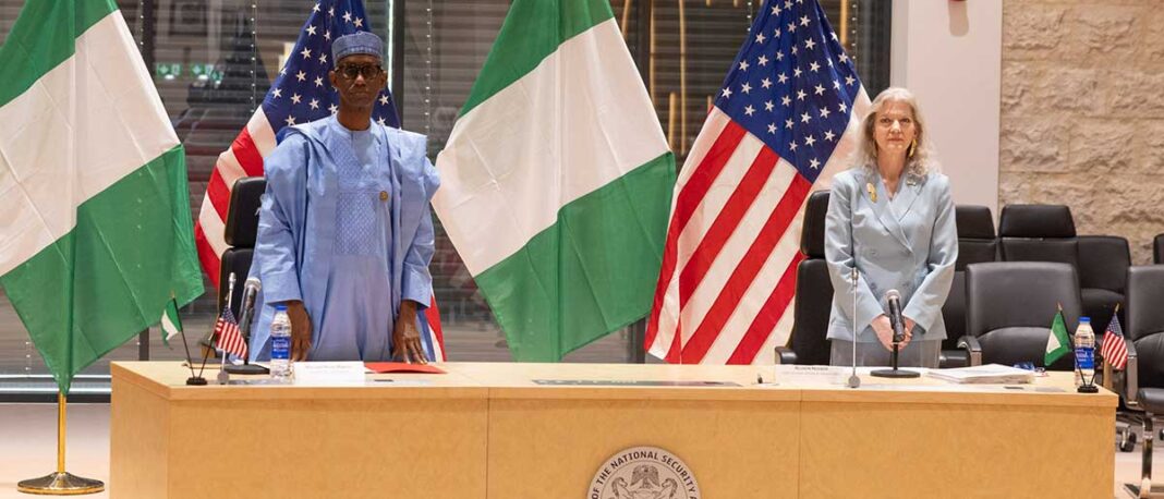 Nuhu Ribadu and Allison Hooker, the US Under Secretary for Political Affairs
