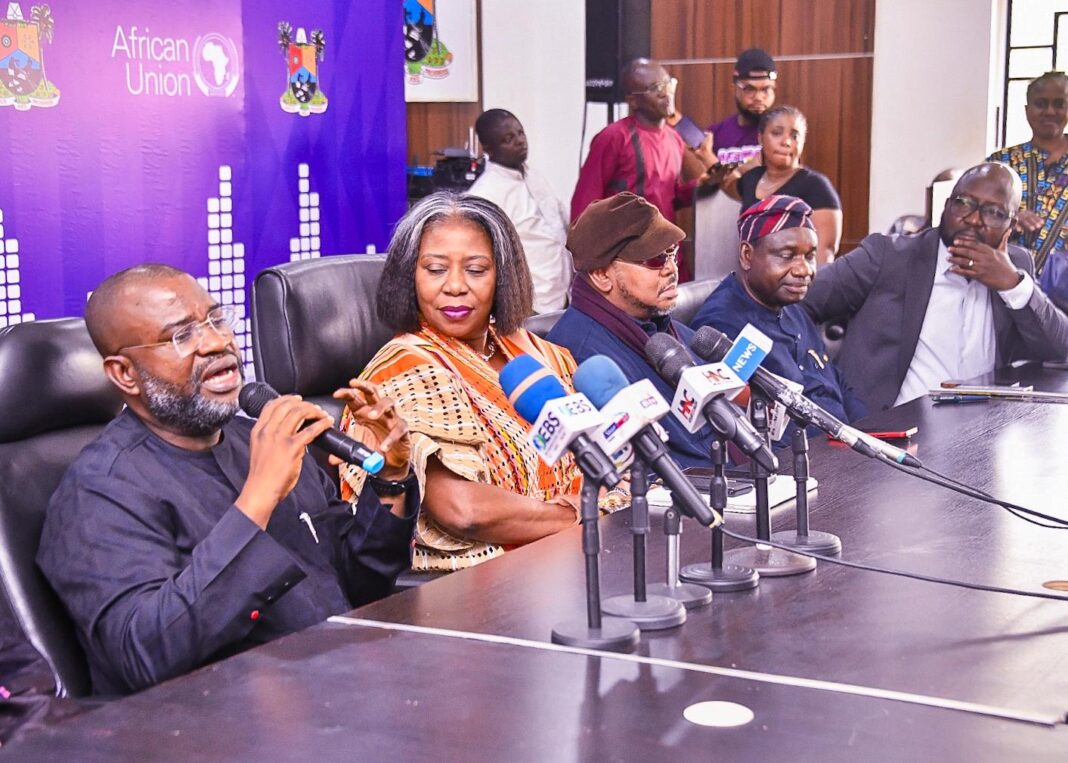 Permanent Secretary, Lagos State Ministry of Tourism, Arts and Culture, Mrs. Bopo Oyekan-Ismaila; President, All Africa Music Awards, AFRIMA, Mr. Mike Dada; Commissioner for Tourism, Arts & Culture, Mrs. Toke Benson-Awoyinka; AFRIMA Jury-in-charge, Mr. Olisa Adibua; Commissioner for Information and Strategy, Mr. Gbenga Omotoso and Special Adviser to the Governor on Media and Publicity, Mr. Gboyega Akosile