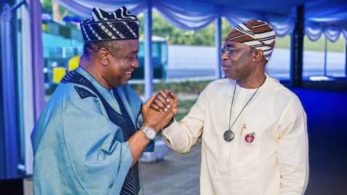 Governor Alia, left and Senator Gabriel Suswam
