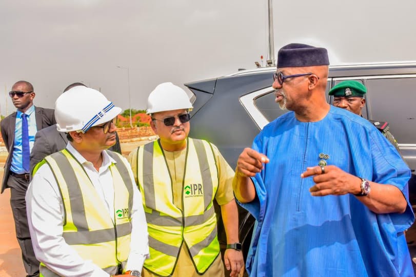 Governor Dapo Abiodun during an on-the-spot assessment of work at the Industrial Platform, Remo Free Trade Zone, located along the Sagamu–Ijebu-Ode Expressway on Thursday.