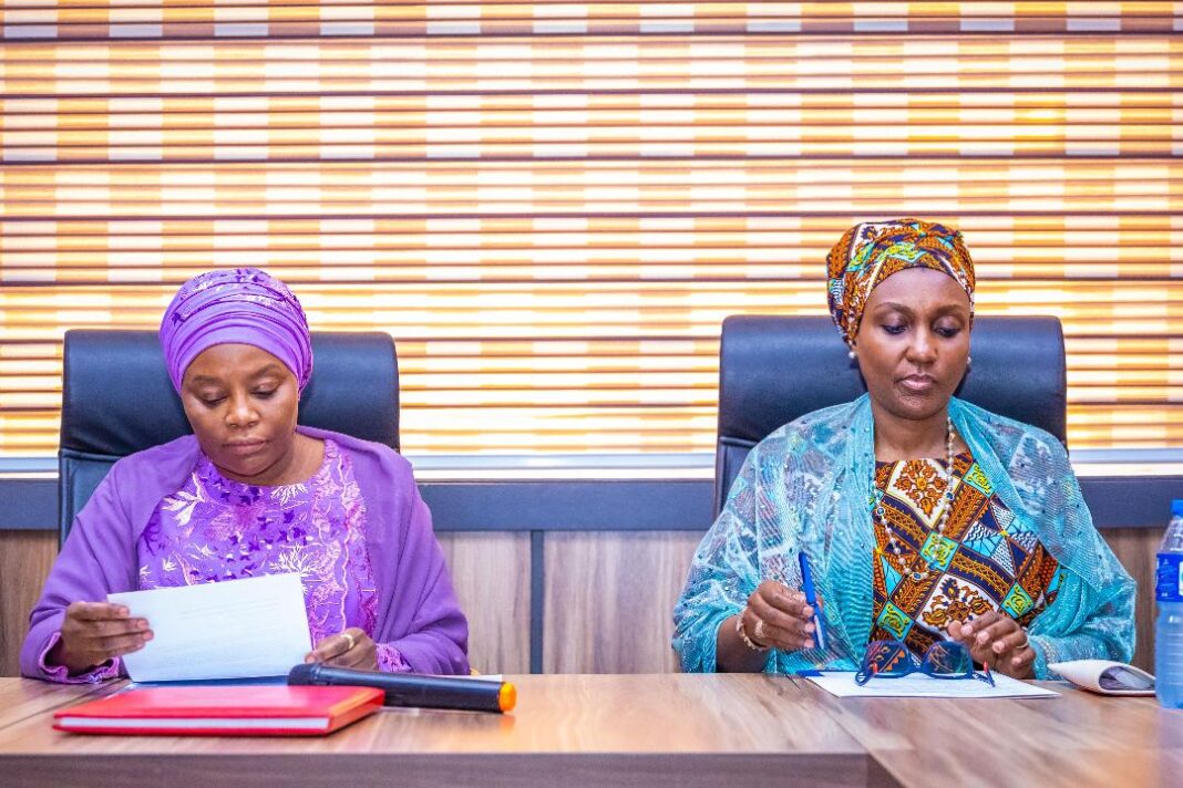 L-R: The Executive Secretary, Universal Basic Education Commission (UBEC), Dr Aisha Garba and Director General, National Emergency Management Agency (NEMA), Mrs Zubaida Umar during the visit of NEMA DG to UBEC headquarters in Abuja on Wednesday, 11th February, 2026.