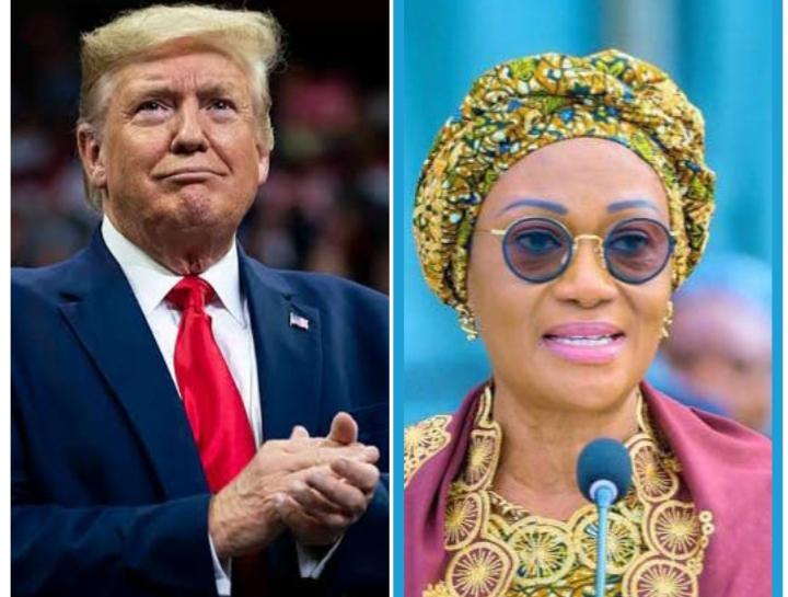President Donald Trump of the US, left, and Senator Oluremi Tinubu, First Lady of Nigeria