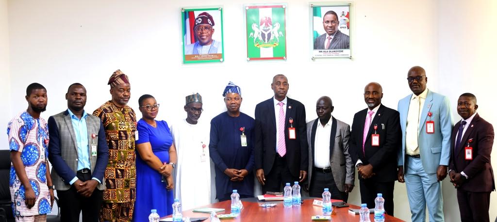 Prince Obayendo and his entourage at EFCC headquarters in Abuja