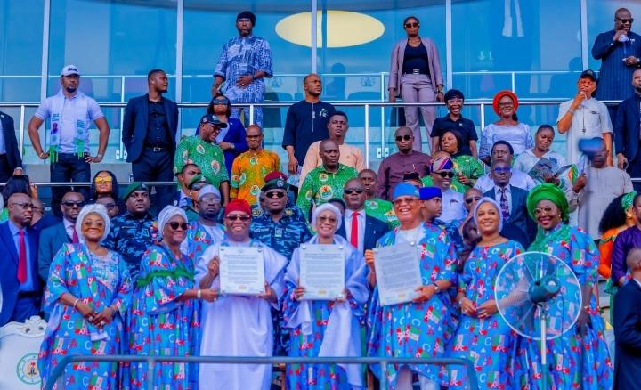 Senate President, Godswill Akpabio , Governor of Akwa Ibom State, Pastor Umo Eno, First Lady Oluremi Tinubu and others at the event