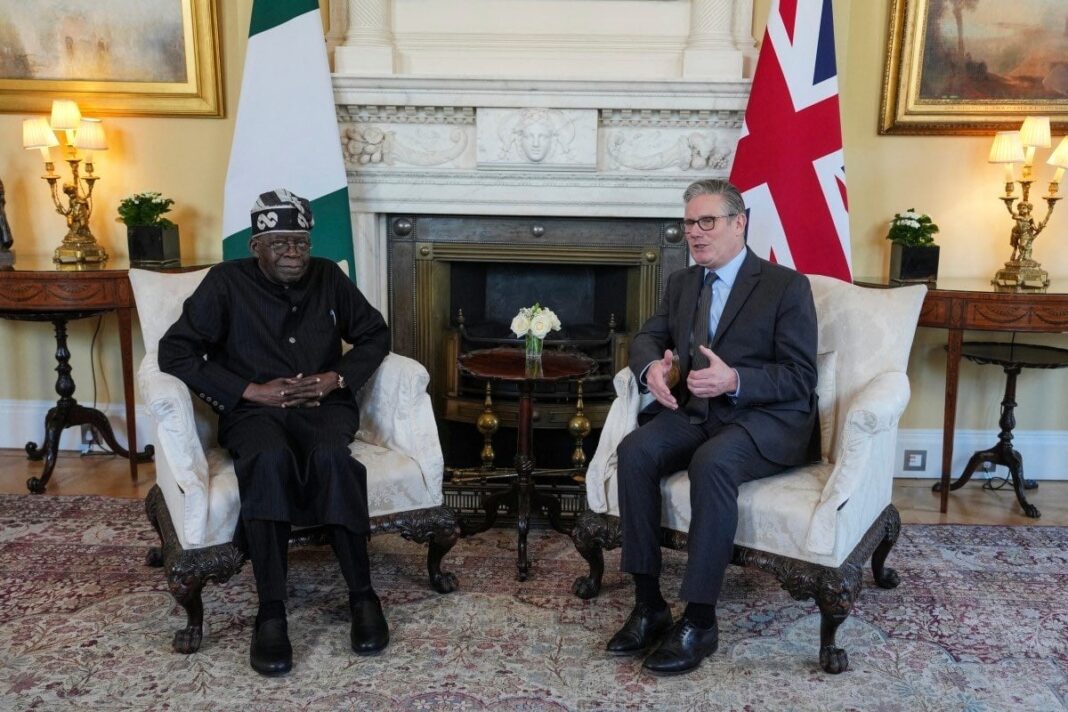 President Bola Tinubu and UK Prime Minister Keir Starmer at the Prime Minister's office in Downing Street during a bilateral meeting on Thursday as part of President Tinubu's State Visit to United Kingdom