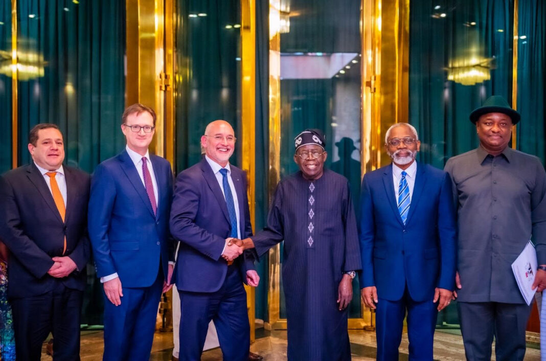 President Tinubu met with a delegation from British Airways led by the British High Commissioner to Nigeria, Dr Richard Montgomery and the Commercial Officer of British Airways, Mr Colm Lacy, at the Presidential Villa, Abuja. Femi Gbajabiamila, Chief of Staff and Festus Keyamo, Aviation Minister, were present