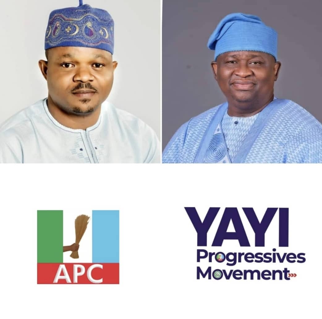 Armstrong ‘Tope Akintunde, Senator Olamilekan Adeola, APC logo and Yayi Progressive Movement