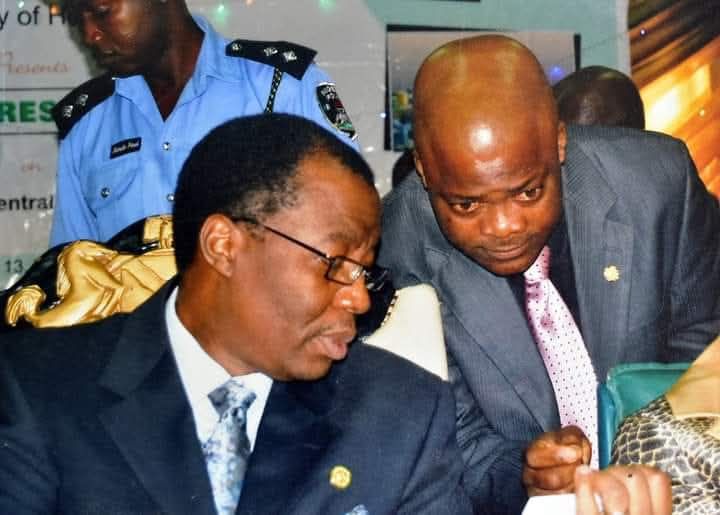 File photo. Gbenga Daniel, now 70, when Adgbenro Adebanjo, right, was his CPS