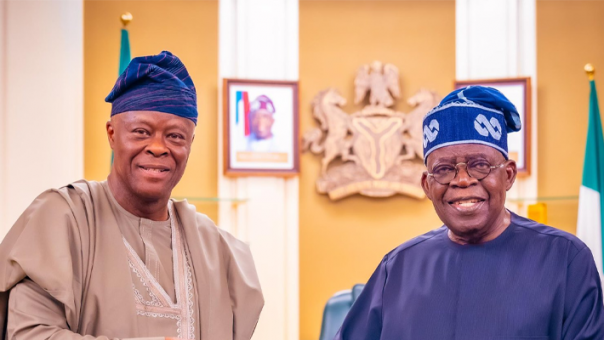 President Bola Ahmed Tinubu hand the Minister of Finance and Coordinating Minister of the Economy, Wale Edun