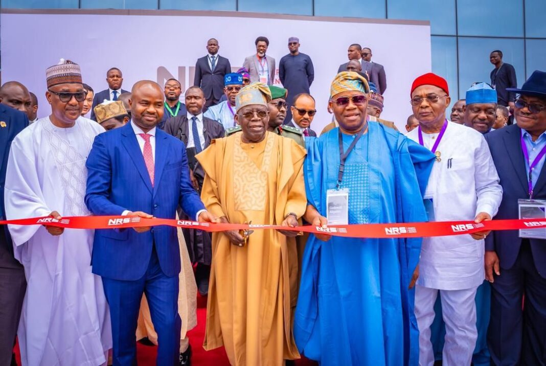President Tinubu and others at the commissioning of the 16-storey Nigeria Revenue Service (NRS) Headquarters.