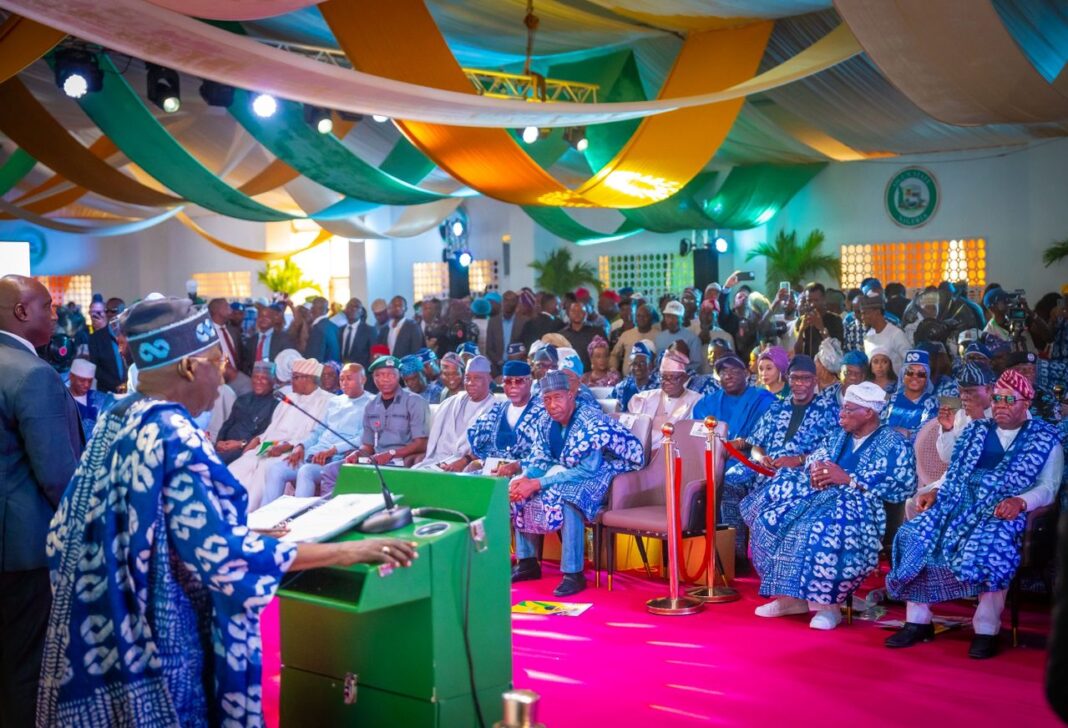 President Tinubu delivering his speech