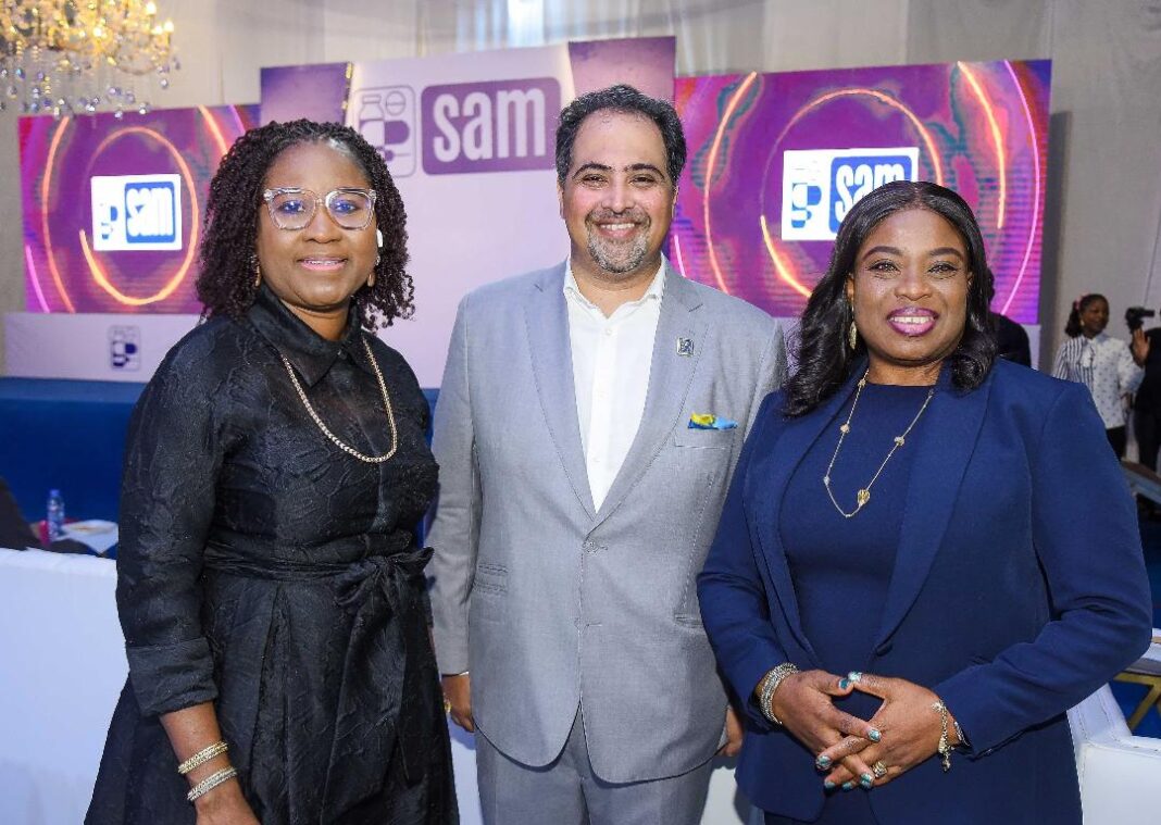 From left: Managing Director/CEO, First City Monument Bank (FCMB), Mrs. Yemisi Edun; Chairman/CEO of Sam Pharmaceutical Limited, Mr. Amit Bhojwani and Divisional Head, Emerging Corporates, FCMB, Mrs. Chinyere Muda-Sanusi, at the commissioning ceremony of the new factory of the company, funded by FCMB and the Bank of Industry, held in Ota, Ogun State, recently