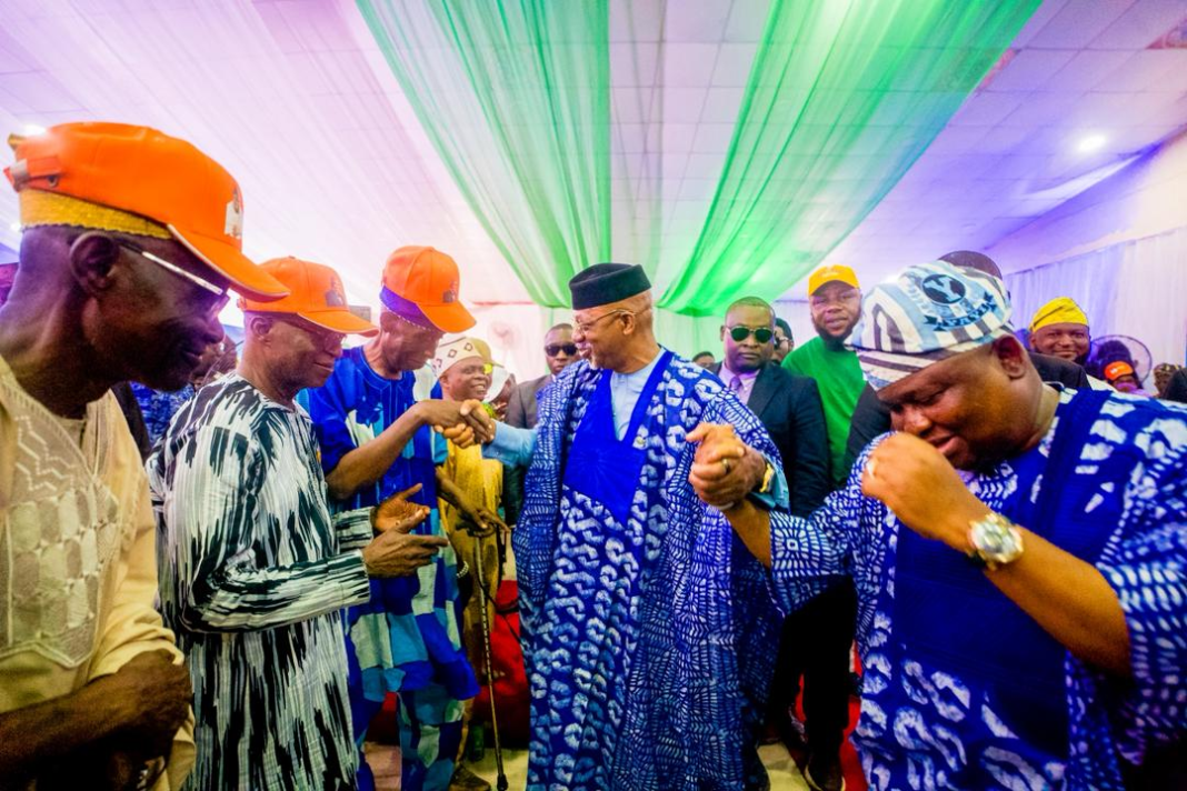 Governor Abiodun and Senator Adeola witht the political elders of Ogun West