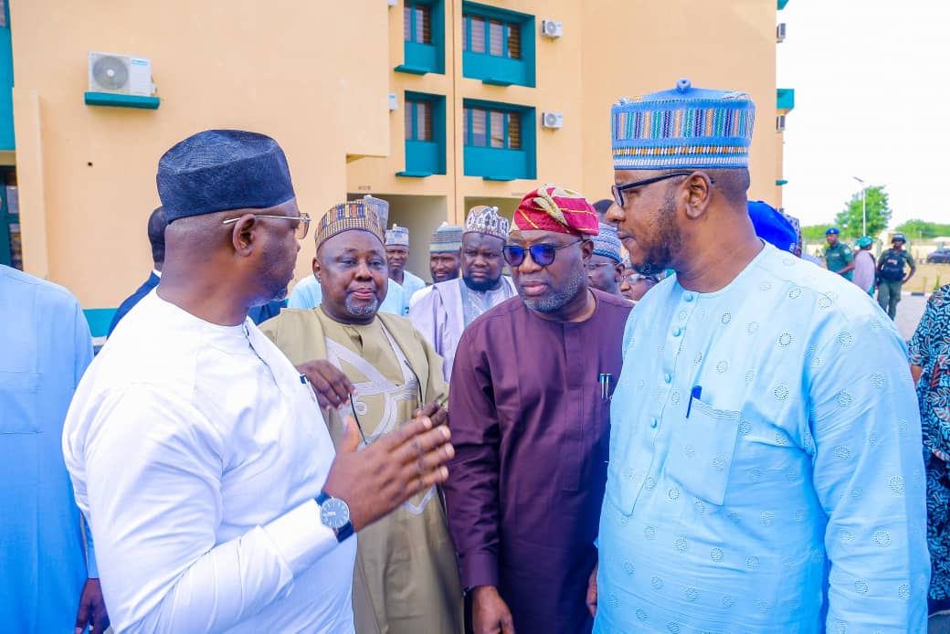 L-R Special Adviser to the President on Media and Public Communication, Sunday Dare, Kebbi State Deputy Governor Umar Abubakar Tafida, Senior Special Assistant to the President on Media and Special Duties/Director of Communication of Renewed Hope Ambassadors, Tunde Rahman and Senior Special Assistant to the President on Community Engagement (Northwest), Abdullahi Tanko Yakasai during the tour of the newly constructed State Secretariat, Birnin Kebbi as part of the Renewed Hope Ambassadors Northwest tour of Federal and State Governments funded projects.