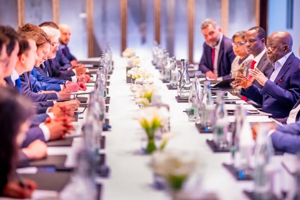 President Tinubu, Taiwo Oyedele (on the right row) and the investors in Paris