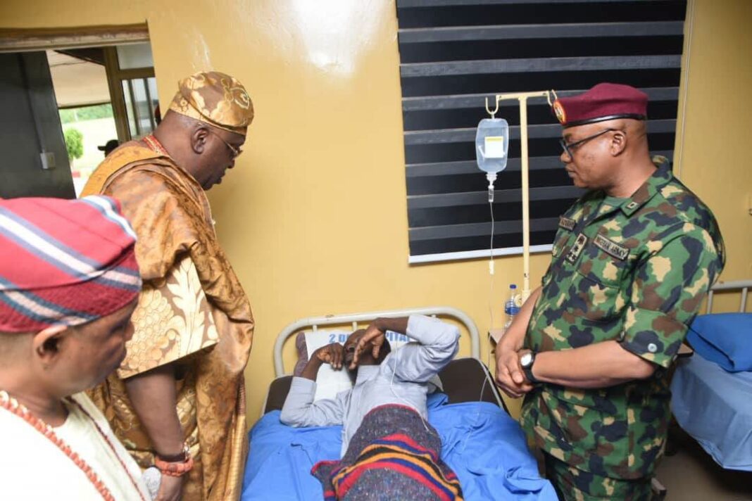 Oba Ghandi Afolabi Olaoye is the Soun of Ogbomosoland, Major General Chinedu Ralph Nnebeife the General Officer Commanding, GOC, 2 Division of the Nigerian Army Ibadan, Oyo State, and other traditional rulers