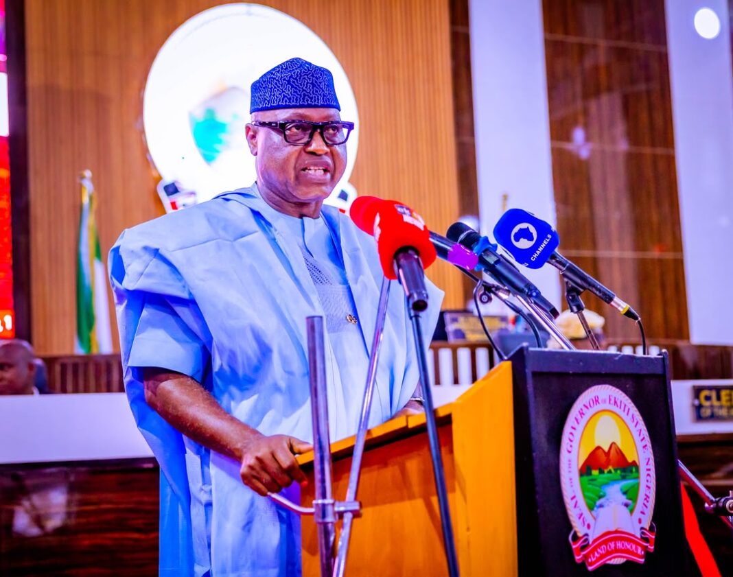 Governor Biodun Oyebanji delivering his address