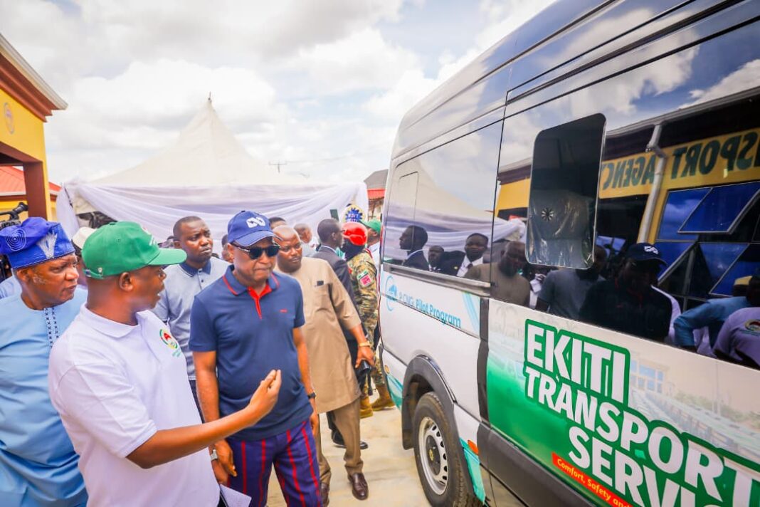 Governor Oyebanji during the launch of Ekiti Transport services