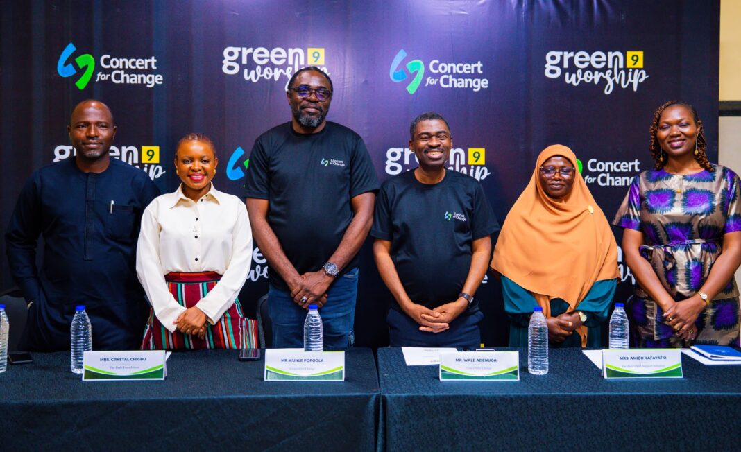 Founder, Fajemilo Foundation, Afolabi Fajemilo; Proprietor, Irede Foundation, Crystal Chigbo; Member, Planning Committee, Kunle Popoola, Convener, Green Worship, Wale Adenuga; Proprietor, Excellent Child Support Initiative, Amidu Kafayat Proprietor Oakonsult Disabilities Initiative and Proprietor Oakonsult Disabilities Initiative, during the launch of Green Worship Initiative in Lagos, recently